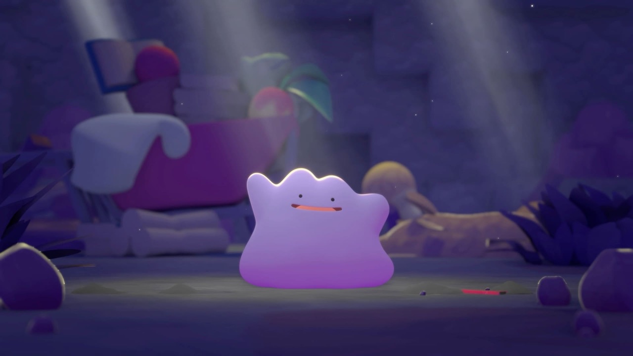 A Pokémon battle arena stage with a Ditto in a spotlight — the kind of competitive battle stage Pokémon Champions is built around