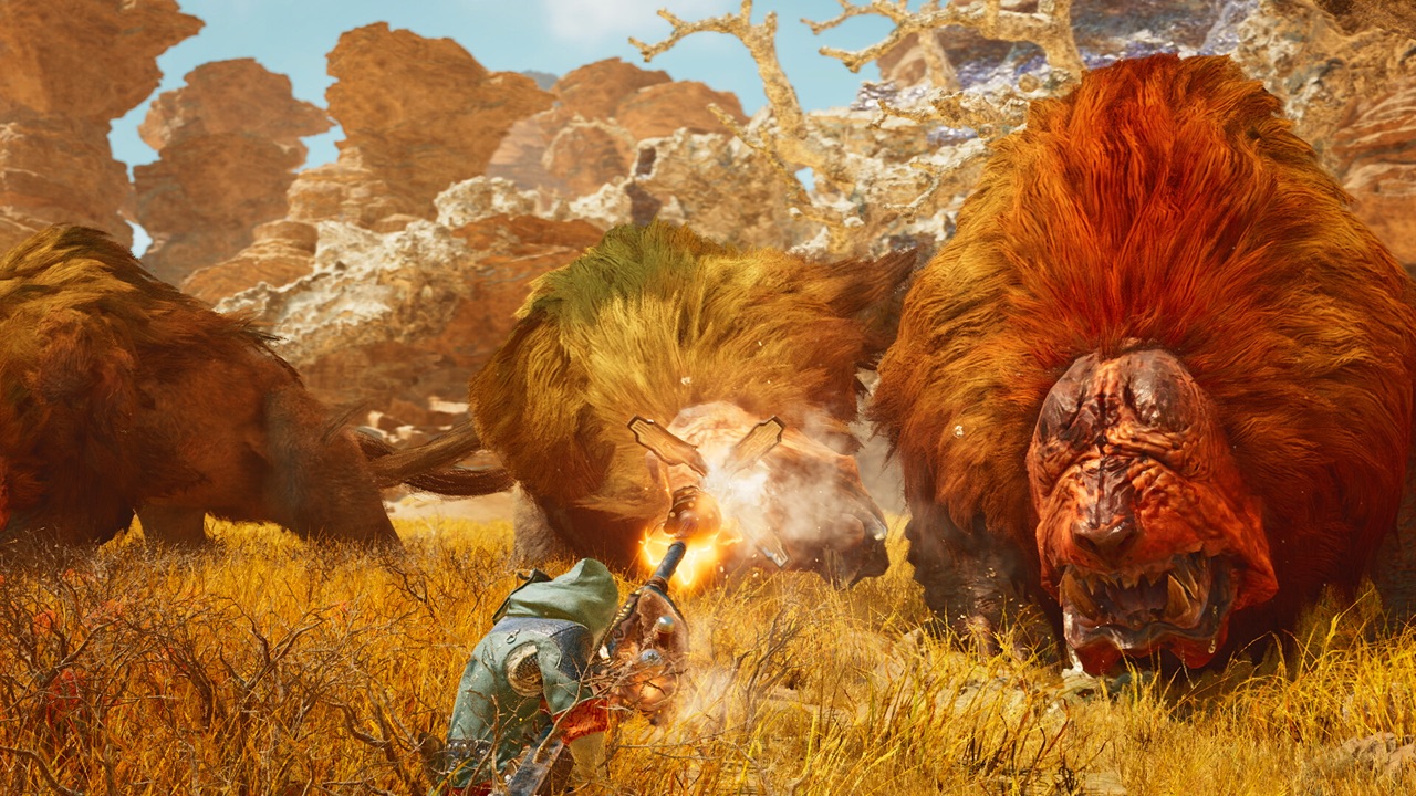 Monster Hunter Wilds combat showing detailed monster design