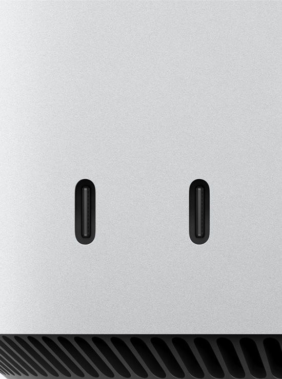 The back of the M4 Mac Mini showing its full array of ports — Thunderbolt, HDMI, Ethernet, USB-C, and headphone jack — providing the connectivity backbone for Personal Computer's always-on operation