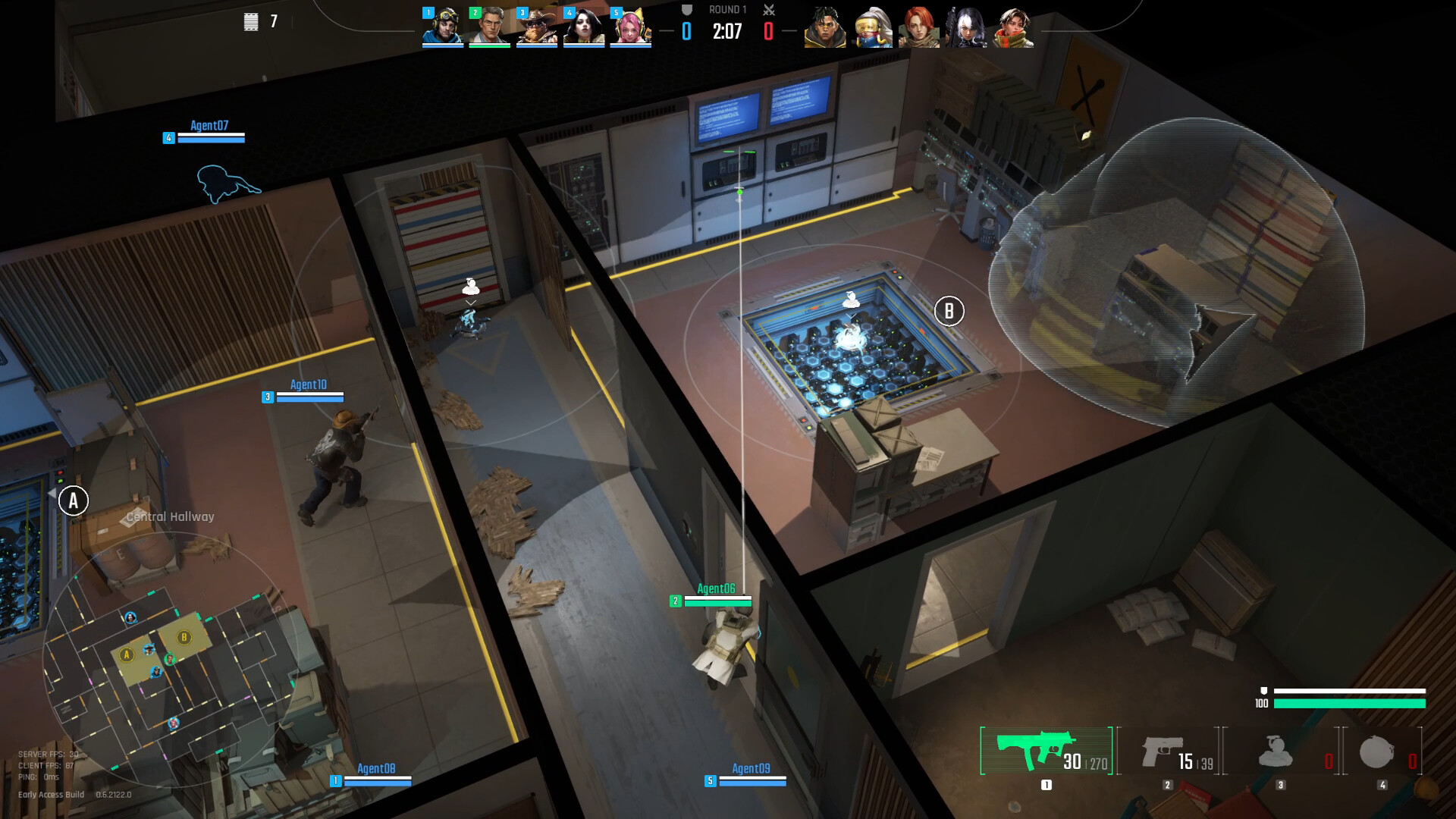 Top-down tactical combat in PUBG Blindspot showing the game's destructible environments and squad-based gameplay