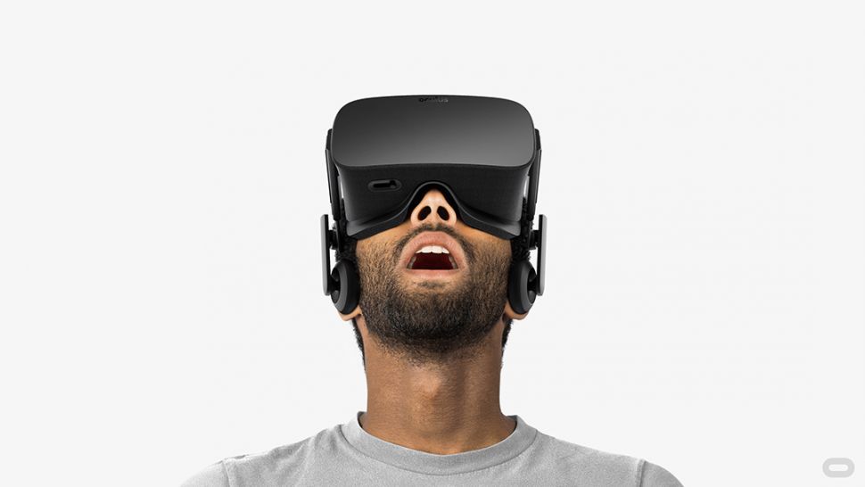 Person wearing a VR headset looking up in wonder, demonstrating the immersive but isolating nature of virtual reality
