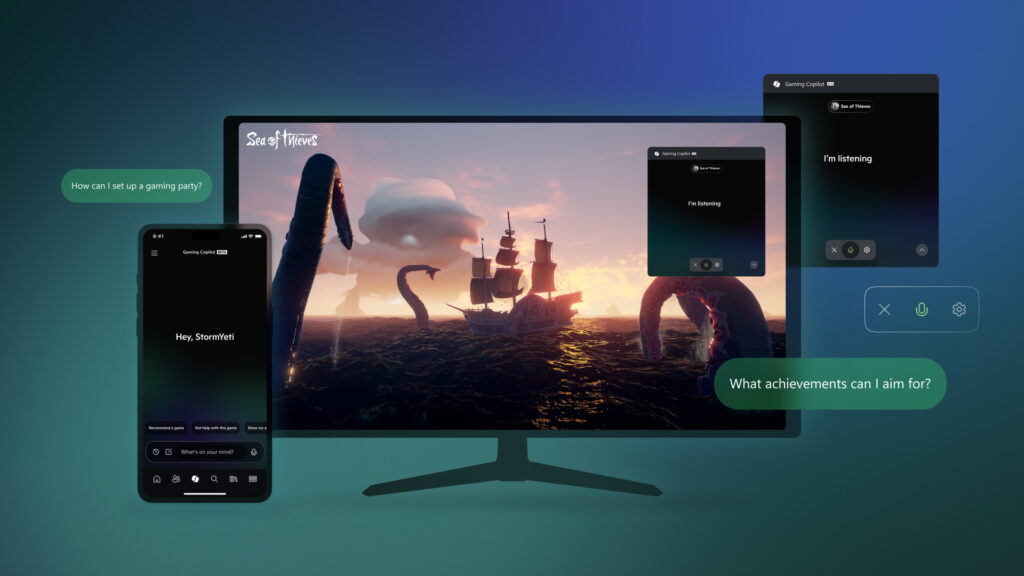 Xbox Gaming Copilot promotional image showing the AI assistant interface